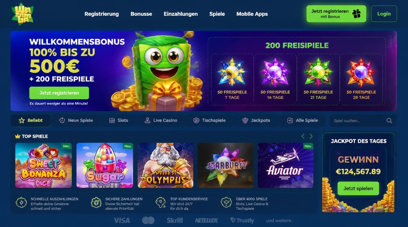 Visuelles Highlight des Bonusangebotes mit Slot-Symbols, Geschenkbox und „Willkommensbonus“ Schriftzug